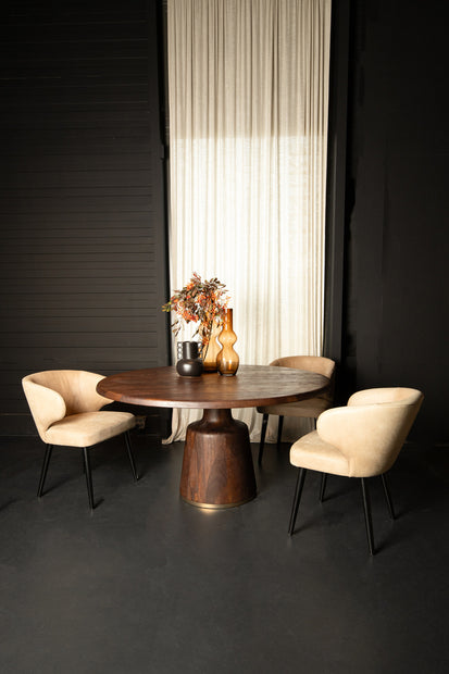 Eettafel Arca Veas Brown-Gold Rond