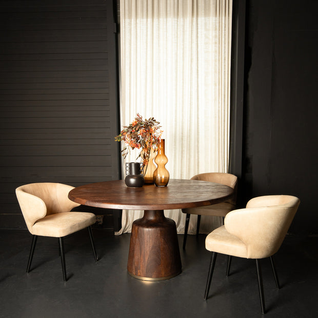 Eettafel Arca Veas Brown-Gold Rond