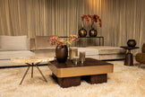 Salontafel Warren  90x90x31b Brown/ Gold