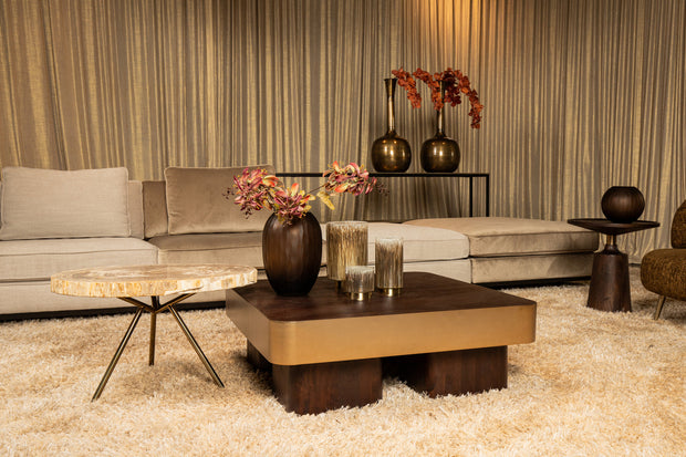 Salontafel Warren  90x90x31b Brown/ Gold