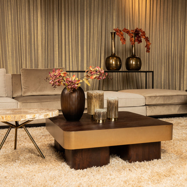 Salontafel Warren  90x90x31b Brown/ Gold
