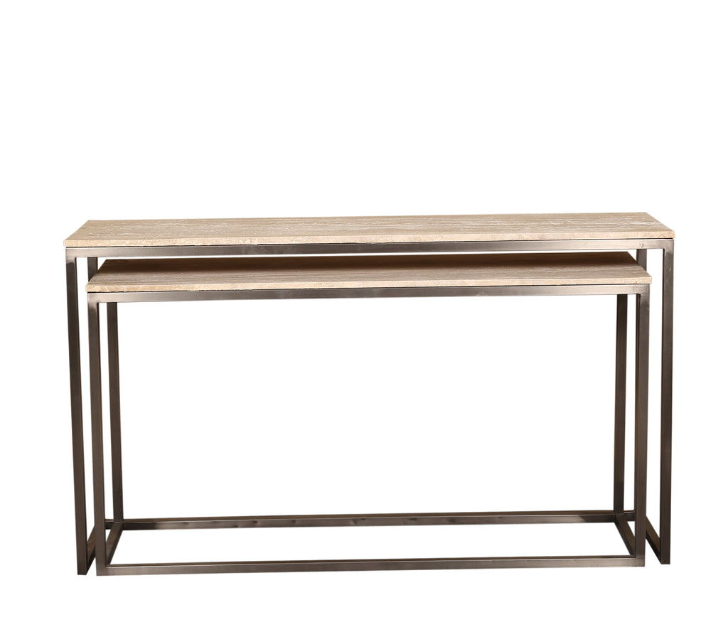 Bijzettafel Zoah Black Travertine Set van 2